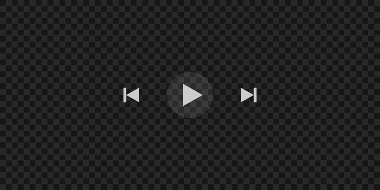 Vector reproducir botones de avance rápido y retroceso en un fondo transparente oscuro plantilla de reproductor de video