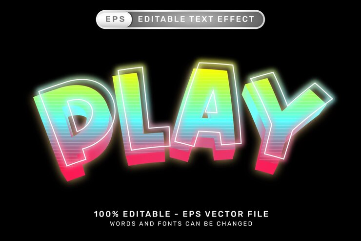 Vector reproducir efecto de texto 3d y efecto de texto editable color neón