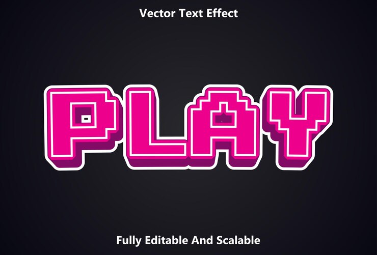 Vector reproducir efecto de texto con color negro y rosa editable.