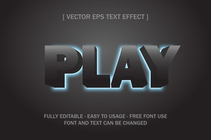 Vector reproducir estilo de texto de efecto de texto editable de estilo neón