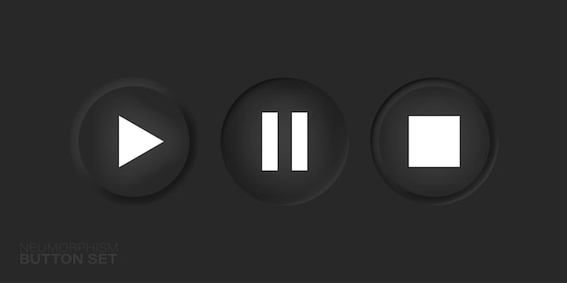 Vector reproducir icono de botón multimedia en estilo de vector neumórfico. botones de neumorfismo control de música y medios.