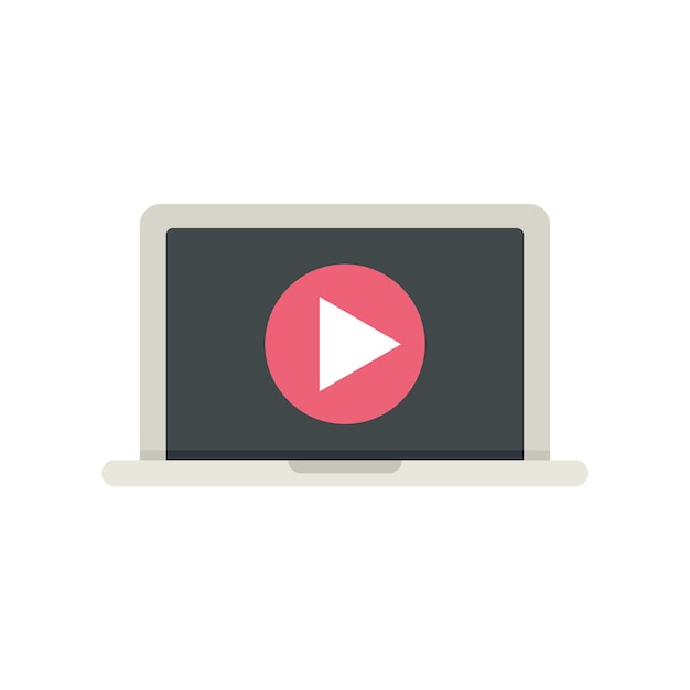 Reproducir icono de transmisión de video vector plano Plantilla de seminario web en vivo en línea aislada