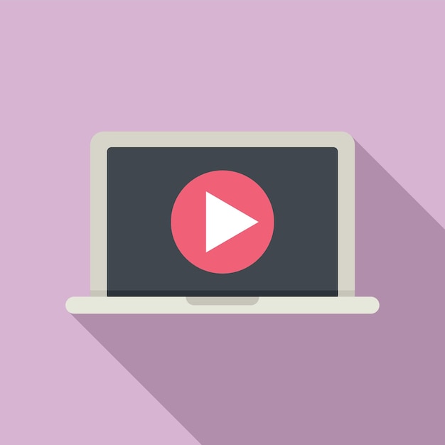 Reproducir icono de transmisión de video vector plano Plantilla de seminario web en vivo en línea