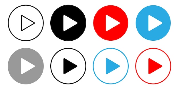 Reproducir iconos de vector de botón plano. Vector aislado eps 10