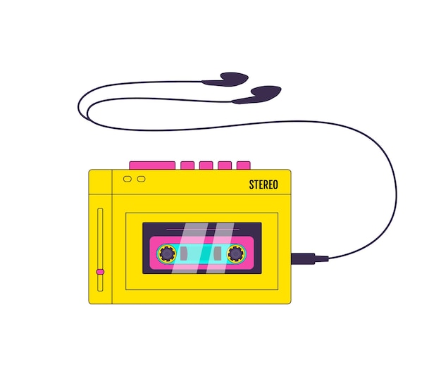 Reproductor de audio de música retro en la ilustración de vector de estilo moderno Nostalgia de los años 90