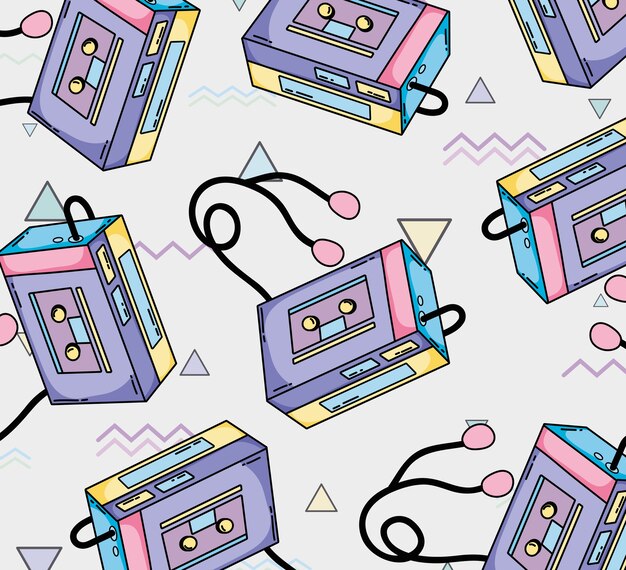 Vector reproductor de cassettes de fondo de arte pop