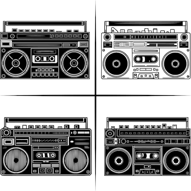 Reproductor de cintas de cassette Radio SVG Boombox Clipart (disco de cassette)