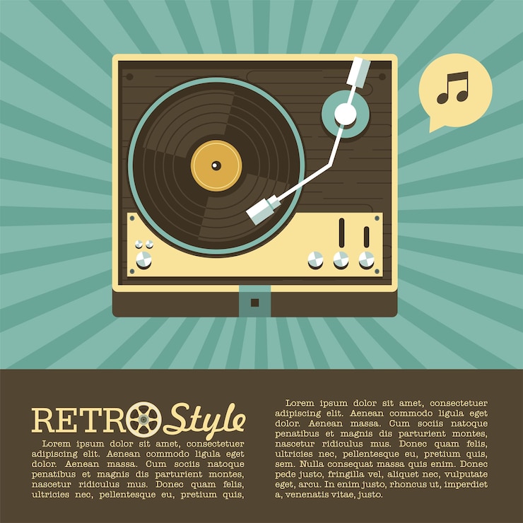 Vector reproductor de discos de vinilo. música retro. logotipo, icono.