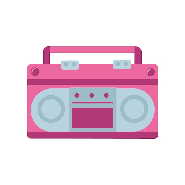 Vector un reproductor de música de cassette 90 lady39s cosas de belleza para niñas ilustración un blanco