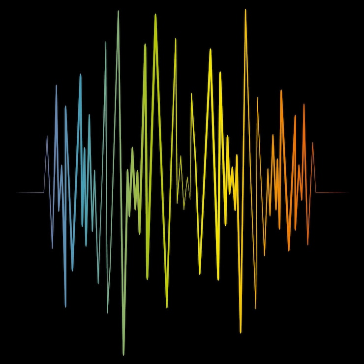 Vector reproductor de música de pulso logotipo de onda colorida de audio elemento de ecualizador de vector símbolo de diseño aislado