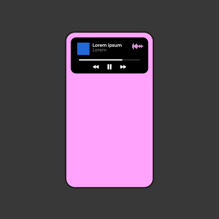 Vector reproductor de música para smartphone concepto de aplicación de música vector ilustración plana