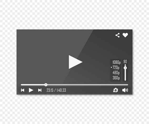 Vector reproductor de video en línea sobre un fondo transparente