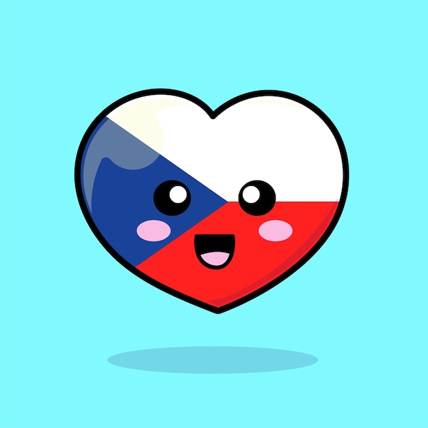 República Checa lindo personaje corazón bandera ilustración vector arte Europa país