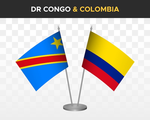 República democrática del congo dr vs colombia escritorio banderas maqueta aislado 3d ilustración vectorial