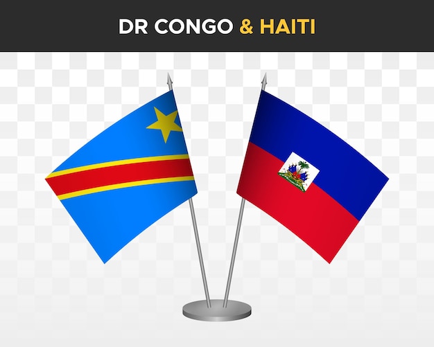 República democrática del congo dr vs haití maqueta de banderas de escritorio ilustración vectorial 3d aislada