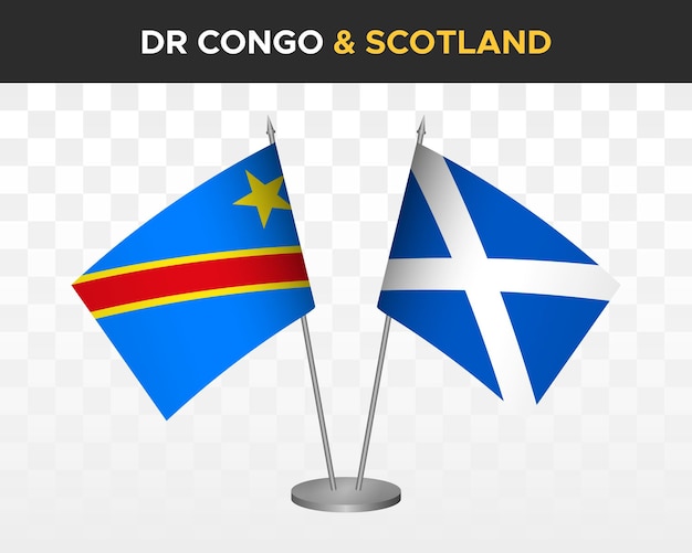 República Democrática del Congo DR vs maqueta de banderas de escritorio de Escocia ilustración vectorial 3d aislada