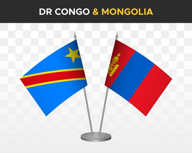 República Democrática del Congo DR vs mongolia escritorio banderas maqueta aislado 3d ilustración vectorial