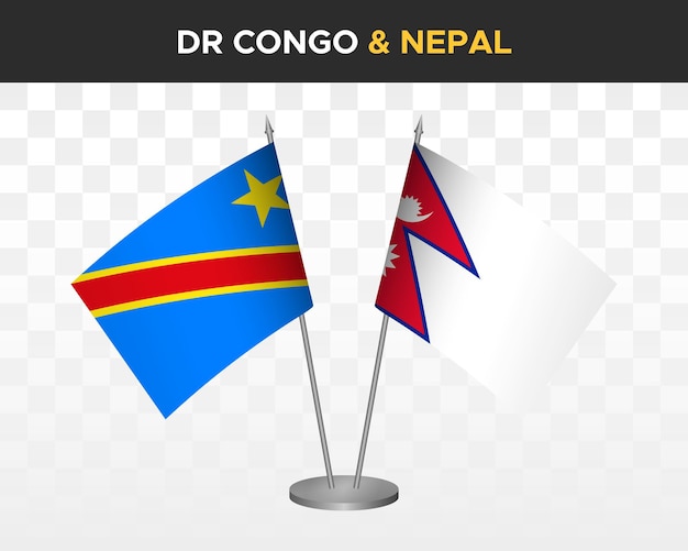 República Democrática del Congo DR vs nepal escritorio banderas maqueta aislado 3d vector ilustración