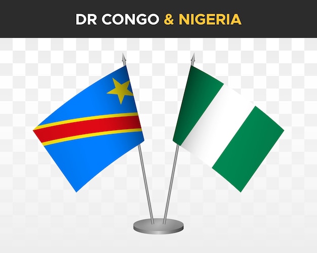 República Democrática del Congo DR vs nigeria maqueta de banderas de escritorio ilustración vectorial 3d aislada