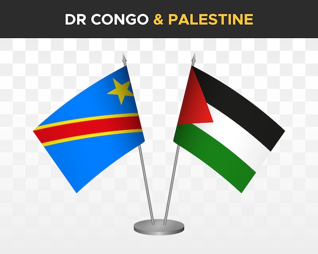 República Democrática del Congo DR vs palestina escritorio banderas maqueta aislado 3d ilustración vectorial