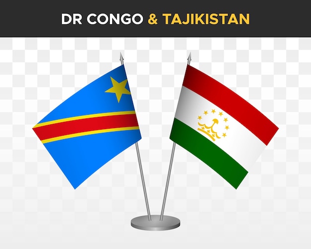 República Democrática del Congo DR vs tayikistán escritorio banderas maqueta aislado 3d ilustración vectorial