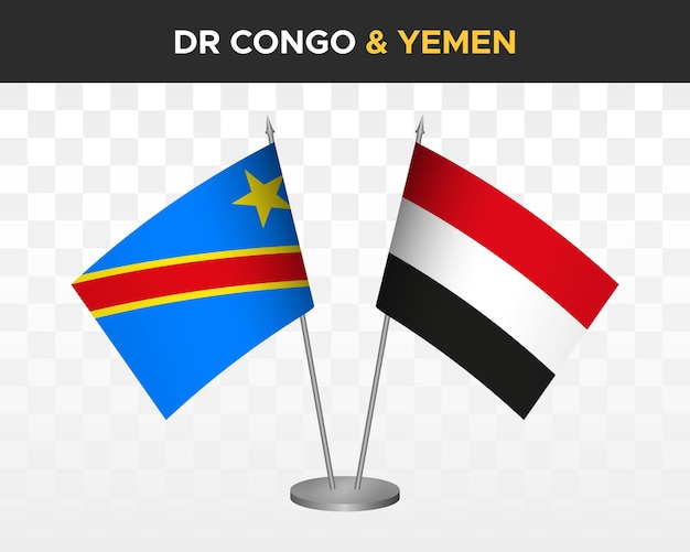 República Democrática del Congo DR vs Yemen maqueta de banderas de escritorio ilustración vectorial 3d aislada