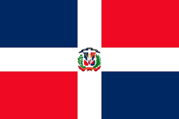 República Dominicana bandera colores oficiales y proporción ilustración vectorial