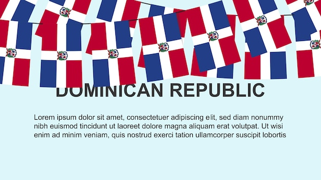 República Dominicana banderas colgando de una cuerda celebración y saludo concepto día de la independencia