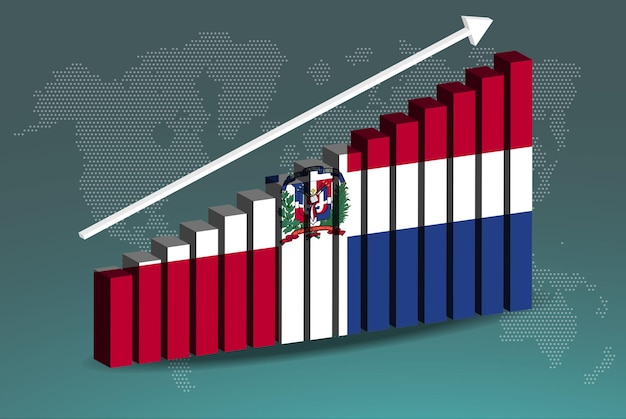 República Dominicana gráfico de barras 3D gráfico vectorial hacia arriba concepto de estadísticas de país de datos de flecha ascendente