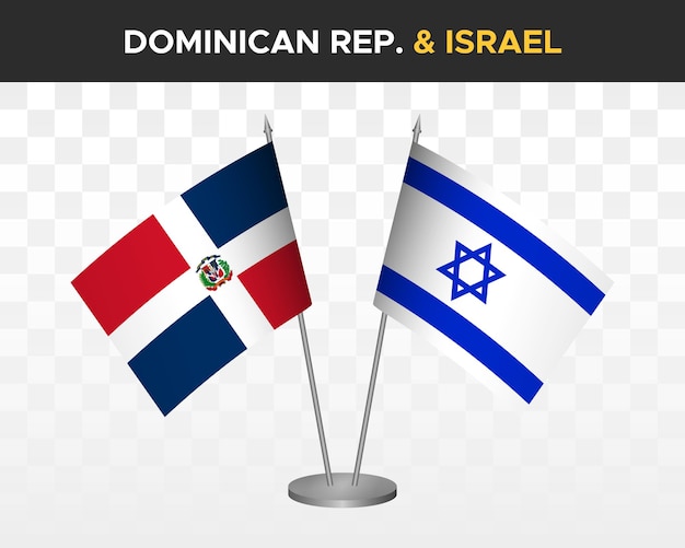 República Dominicana vs israel banderas de escritorio maqueta 3d vector ilustración banderas de mesa