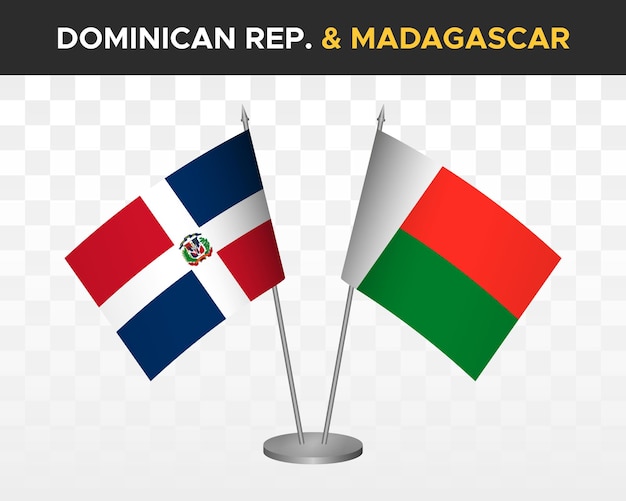 República Dominicana vs madagascar escritorio banderas maqueta 3d vector ilustración mesa banderas