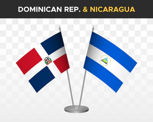 República Dominicana vs nicaragua banderas de escritorio maqueta 3d vector ilustración banderas de mesa