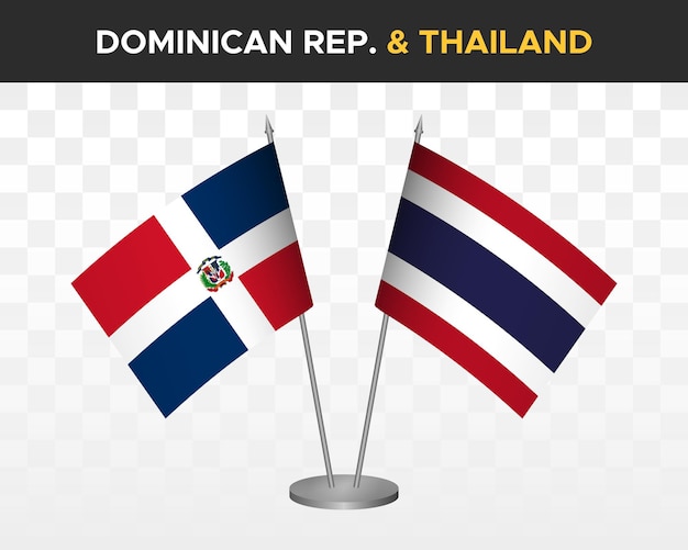 República Dominicana vs Tailandia escritorio banderas maqueta 3d vector ilustración mesa banderas