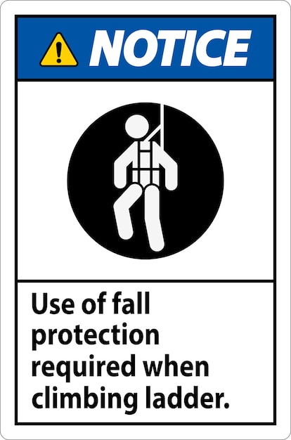 Se requiere el uso de protección contra caídas al subir por la escalera.