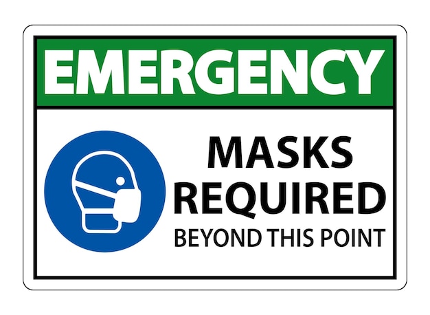 Se requieren máscaras de emergencia más allá de este punto Señal aislado en fondo blanco Ilustración vectorial EPS10