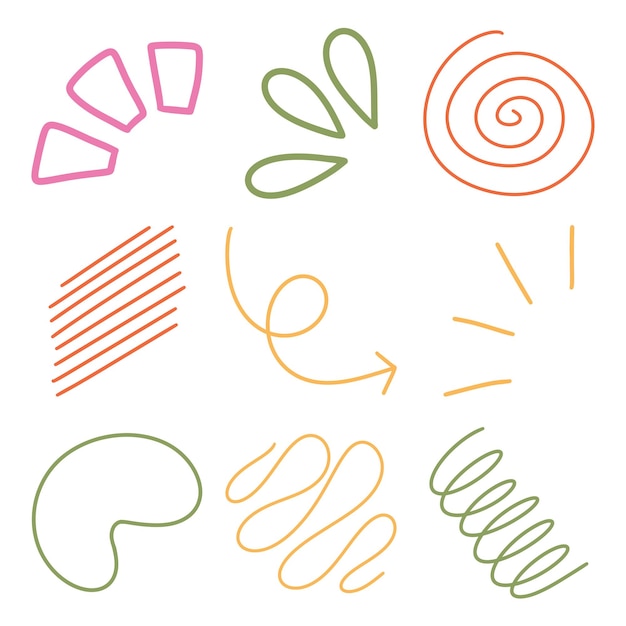 Resaltado de la línea de Doodle con decoración simple de garabateo monolínico