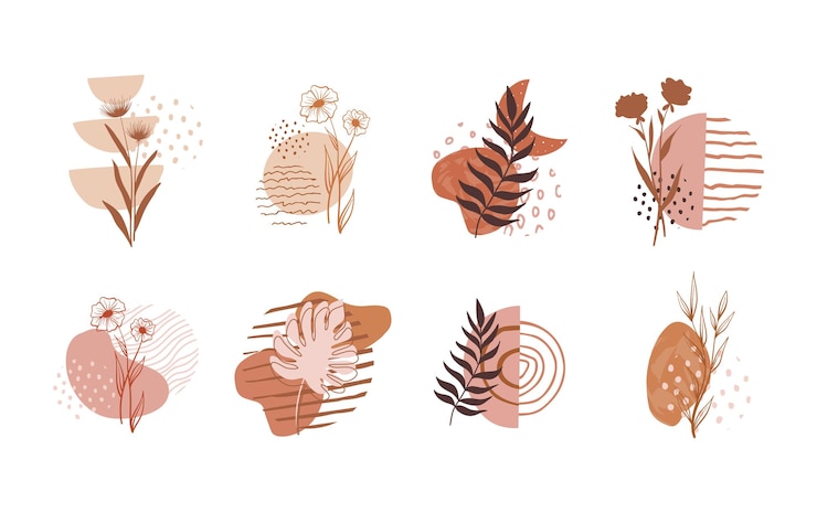 Vector resalte los iconos historia de la composición de boho conjunto de iconos formas simples abstractas cubre las redes sociales de boho