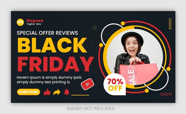 Reseñas de ofertas especiales diseño de miniaturas de video de youtube de black friday