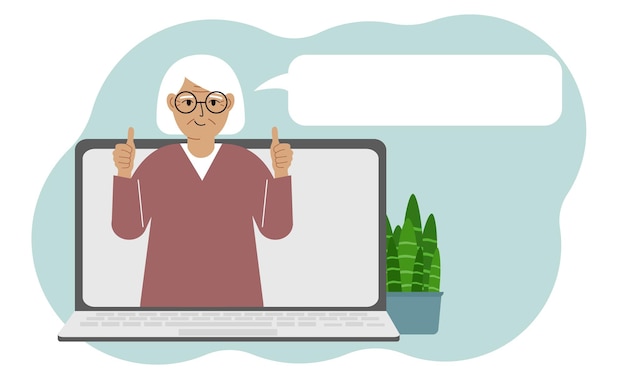 Reseñas de usuarios Computadora portátil con una mujer con los pulgares hacia arriba Reseña del cliente Reseña en línea Calificación de estrellas Comentarios Burbuja de calificación