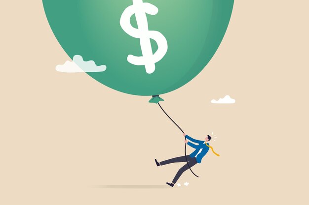 La Reserva Federal de la Reserva Federal intenta controlar la inflación mediante el aumento de la tasa de interés, el riesgo económico o el concepto de burbuja de inversión, el empresario de la Reserva Federal o el gobierno intentan reducir el gran globo inflacionario
