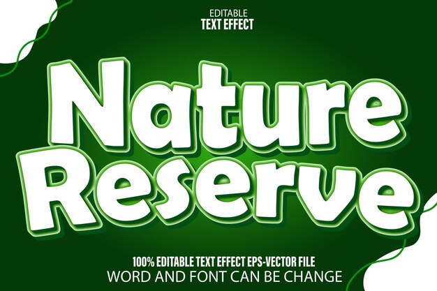 Reserva de la Naturaleza Efecto de texto editable Estilo de dibujos animados