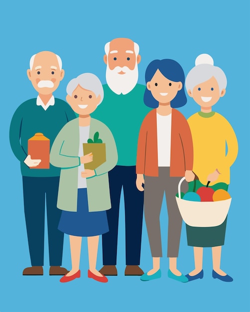 Residentes de edad avanzada con ingresos fijos que dependen del banco de alimentos para sus compras semanales