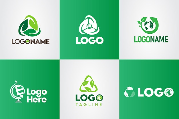 Residuos ecológicos Reciclar hojas verdes Diseño del logotipo de la nación