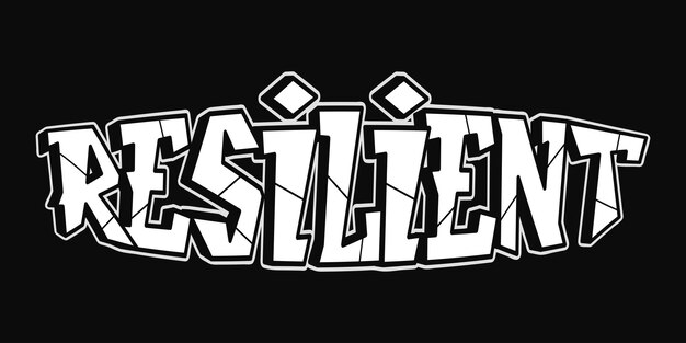 Resiliente letras de una sola palabra estilo graffiti vector logotipo dibujado a mano gracioso genial trippy palabra resiliente