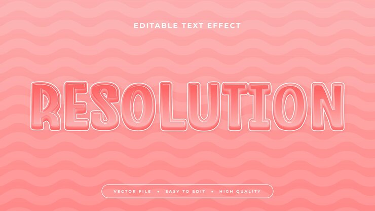 Vector resolución blanca rosada estilo de fuente de efecto de texto editable en 3d