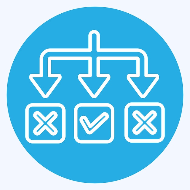 Resolución de íconos relacionados con el símbolo de elección estilo ojos azules ilustración simple