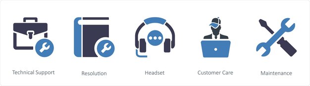 Vector resolución de soporte técnico y auriculares