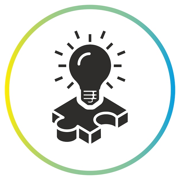 resolver el problema icono solución de rompecabezas creativa unir la innovación símbolo plano