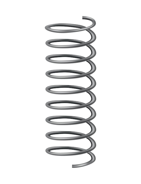 Resorte de metal Forma de espiral Icono vectorial de línea de remolino o amortiguador de cable curvo o pieza de equipo Reparar pieza de repuesto o suplemento flexible