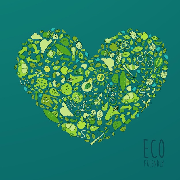 Respetuoso con el medio ambiente, salvar el concepto de la tierra, en forma de corazón